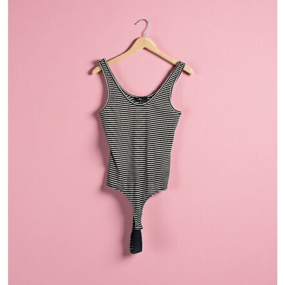 Lulus Black and White Striped Leotard M